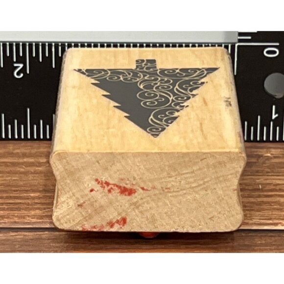 Christmas Tree With Swirls Wood Mounted Rubber Stamp By Stampabilities ER1109 - Picture 5 of 5